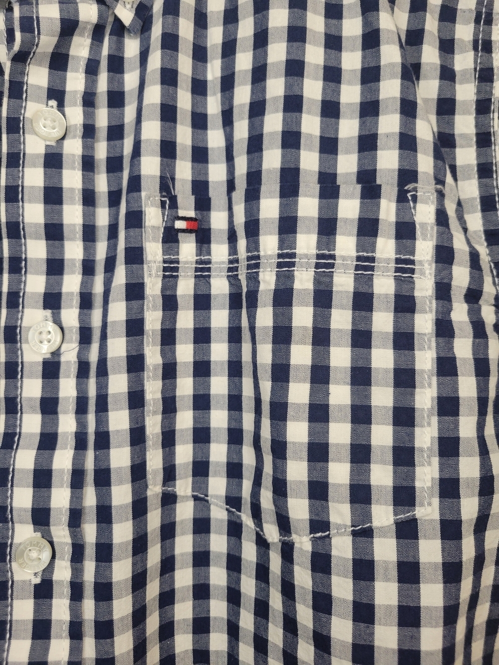 Tommy Hilfiger Boys Medium Navy & White Gingham Button-Down Shirt - Picture 4 of 6